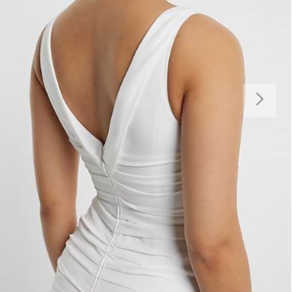 NWT Express Bridal Satin Ruched Midi Dress - size 0 & 2 - Picture 4 of 4